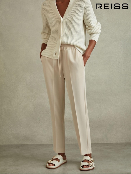 Reiss Cream Hailey Tapered Pull On Trousers (C24748) | €142