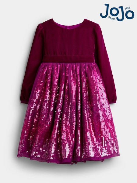 Plum Purple - Jojo Maman Bébé Velvet & Sequin Party Dress