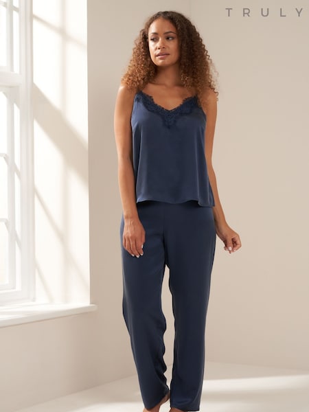 Truly Blue Midnight Silk Cami And Trousers Set (C25408) | 585 LEI