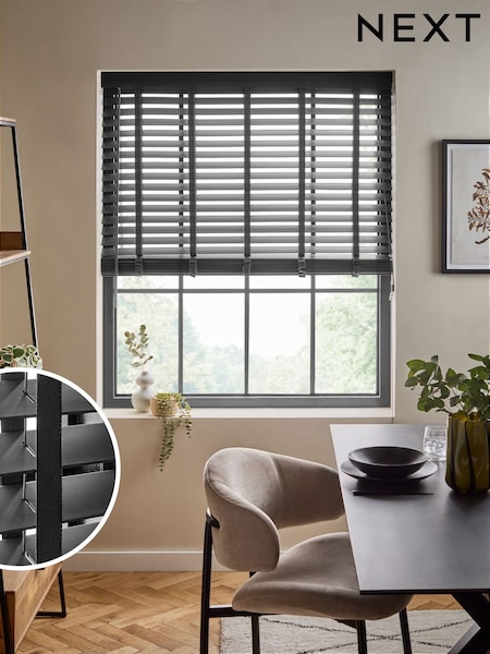 Black Charcoal Grey 50mm Slat Venetian Blinds (C25637) | €53 - €132