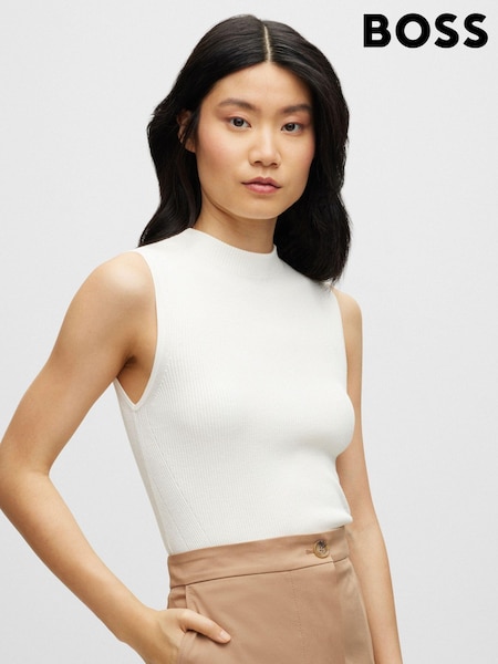 BOSS White Sleeveless Mock-Jumper (C25679) | AED375