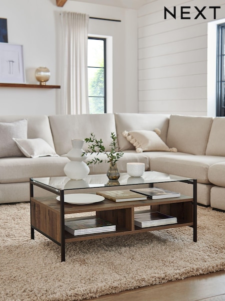 Dark Bronx Oak Effect Glass Coffee Table (C25717) | €245