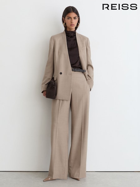 Neutral - Reiss Juniper Wool-blend Wide-leg Suit Trousers