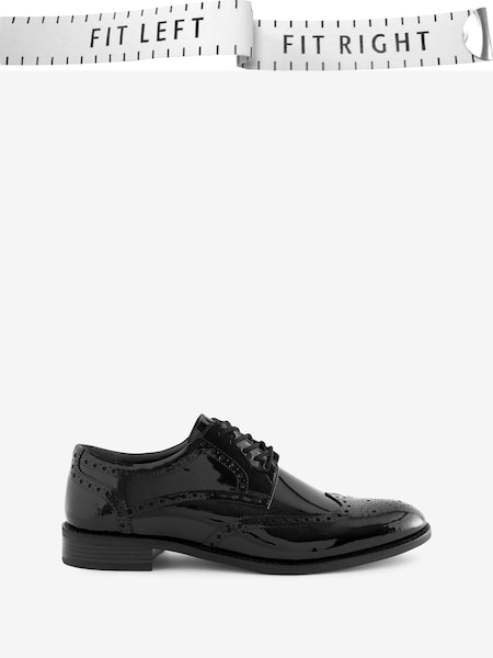 Hush Puppies Dustin Black Brogue Patent Shoes (C26262) | €97
