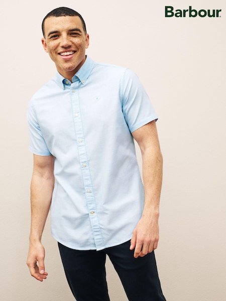 Barbour® Sky Blue Oxtown Classic Short Sleeve Oxford 100% Cotton Shirt (C26637) | €103