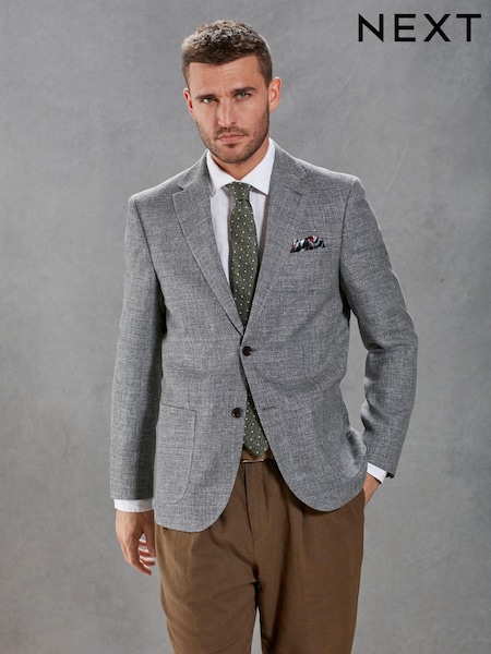 Grey Slim Signature Angelico Linen Blend Blazer (C26738) | €20