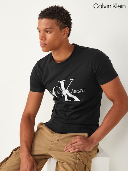 Musta - Calvin Klein 100% Cotton Logo Slim T-paita (C26920) | €49
