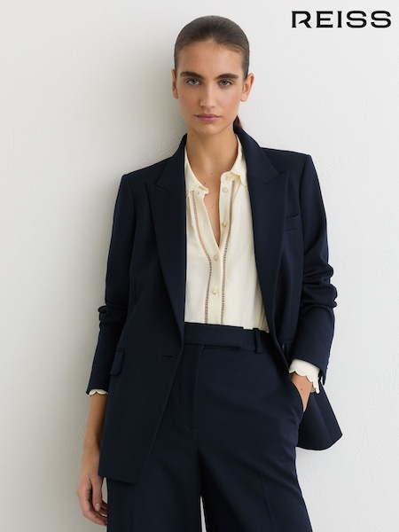 Navy - Reiss Gabi Tailored Single Breasted Suit Blazer