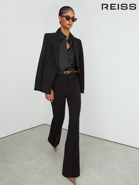 Black - Reiss Gabi Flared Suit Trousers
