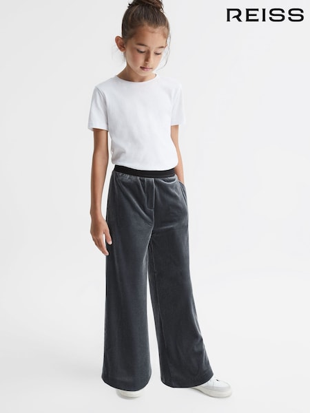Reiss Silver Lila Junior Velvet Wide Leg Trousers (C27592) | 279 QAR