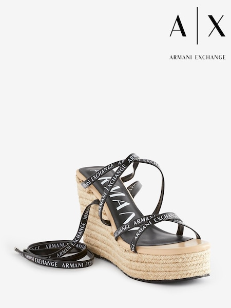 Armani Exchange Strappy Wedge Logo Sandals (C27606) | €79