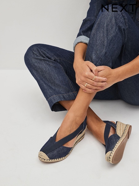Navy Blue Forever Comfort® Elastic Closed Toe Wedges (C27630) | €15