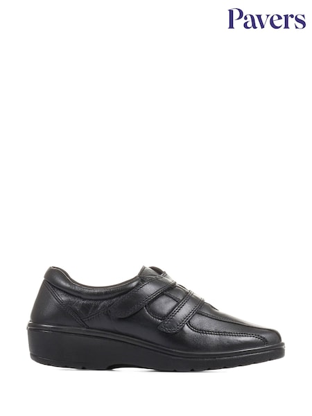 Pavers Wide-Fit One Touch Black Shoe With Two Straps (C27641) | € 59