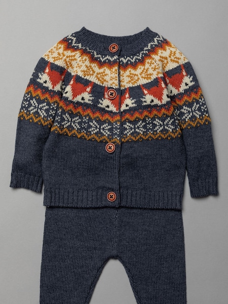 Bonjour Bebe Blue Fairisle Pattern Knitted 2 Piece Jumper And Bottom Set (C27647) | 179 LEI