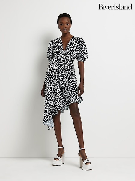 River Island Black Wrap Midi Dress (C27668) | €34