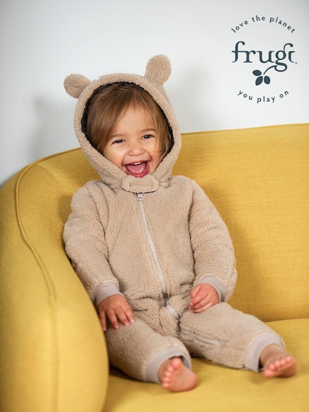 Frugi 100% Cotton Snuggle Fleece Brown Pramsuit All-in-one (C27734) | CHF 62 - 65 CHF