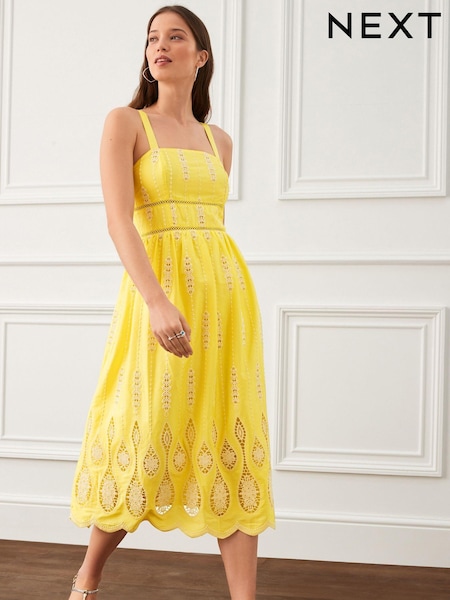 Желтый - Premium Occasion Lace Detail Sleeveless Midi Dress (C27755) | €41