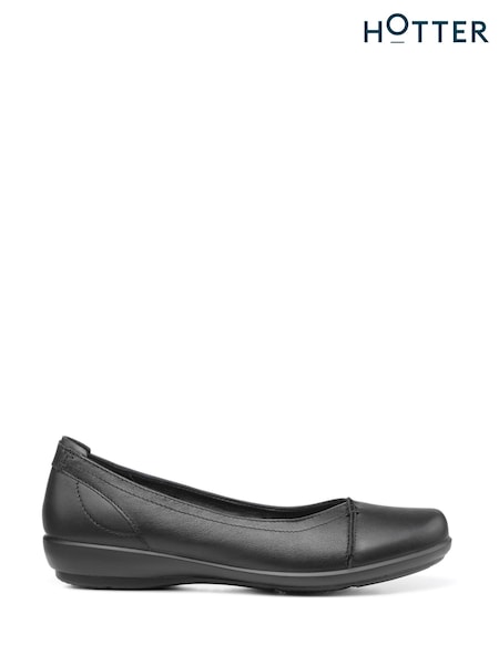 Hotter Black Wide Fit Robyn II Slip-On Leather Shoes (C27772) | €106