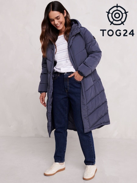 Tog 24 Blue Raleigh Thermal Padded Hooded Long Coat (C27987) | €130