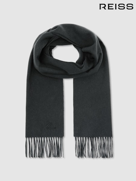 Dark Military Green - Regular Reiss Picton Wool And Cashmere Scarf