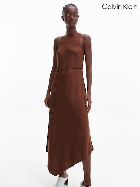 Calvin Klein Recycled Brown Asymmetric Dress (C28318) | €55