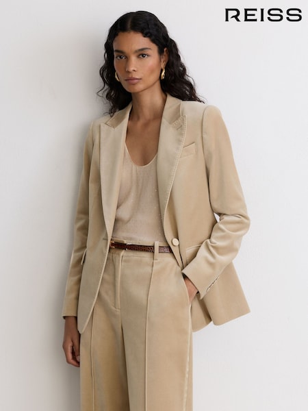 Блонд нейтральный - Reiss Nessa Velvet Single-breasted Suit Blazer