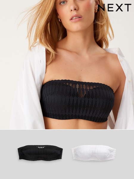 Black/White Geometric Lace Strapless Bandeau Bras 2 Pack (C28570) | €10