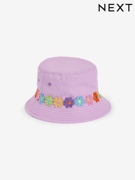 Lilac Purple Floral Trim Bucket Hat (3mths-16yrs) (C28670) | € 3 - € 5