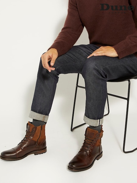 Dune London Brown Call Casual Buckle Detail Ankle Boots (C28732) | €196
