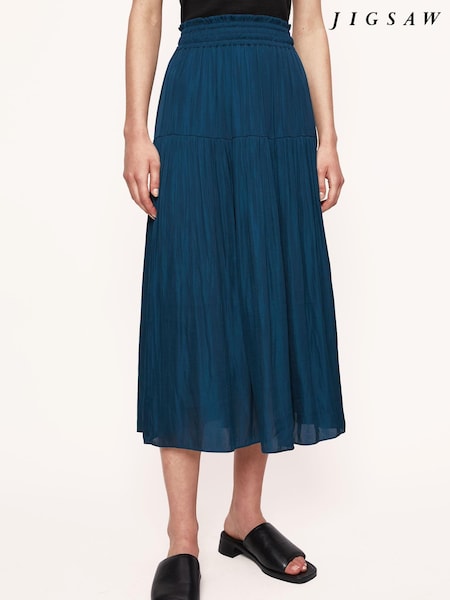 Jigsaw Blue Recycled Satin Midi Skirt (C29140) | €63