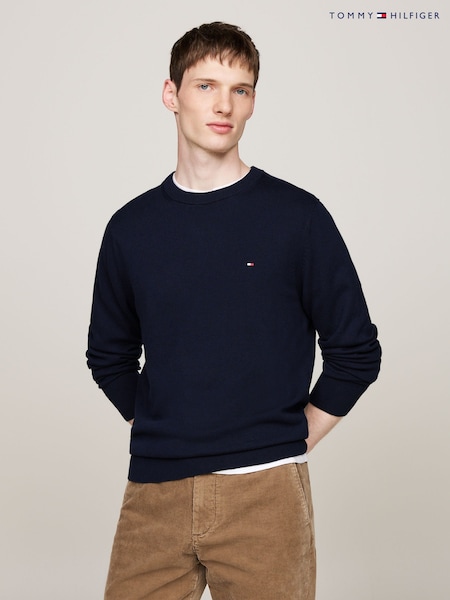 Tommy Hilfiger Dark Blue Cotton Blend Jumper With Cashmere (C29696) | R$ 1,085
