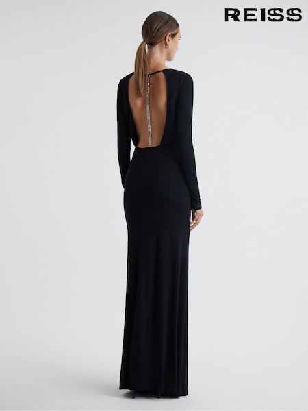 Reiss Black Dora Diamanté Bodycon Maxi Dress (C29708) | $537