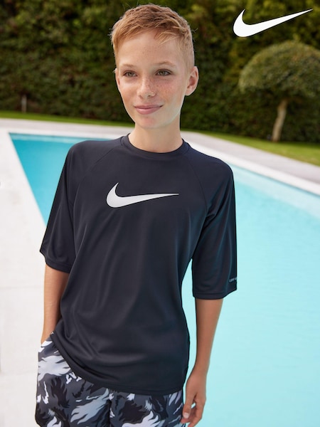 Nike Black Sun Safe Hydroguard Short Sleeve Rash Vest (C29896) | €32