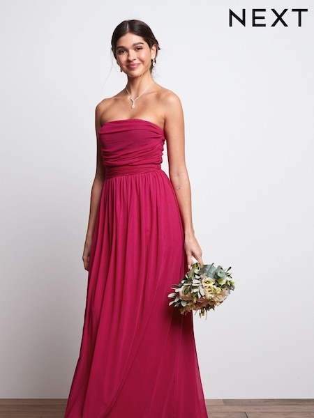 Pink Mesh Multiway Bridesmaid Wedding Maxi Dress (C30070) | € 39
