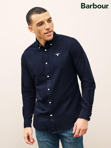 Barbour® Navy Blue Oxtown Classic Oxford Long Sleeve 100% Cotton Shirt (C30249) | €107
