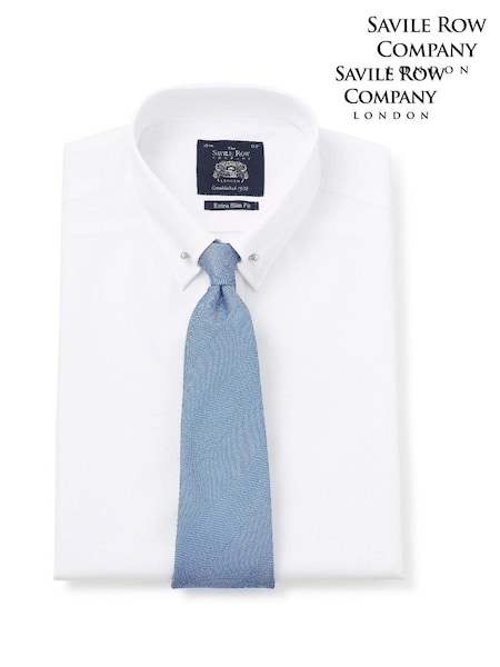 Savile Row Company Slim Extra Pin Collar Double Cuff 100% Cotton White Shirt (C30251) | 272 QAR