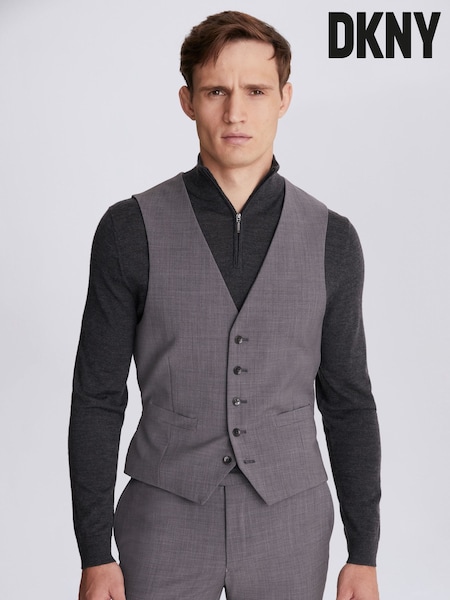 DKNY Slim Fit Grey Suit Waistcoat (C30358) | R$ 1.185