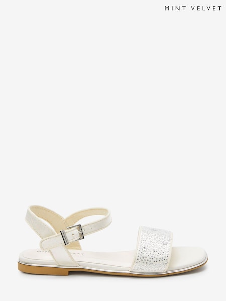 Mint Velvet White Sparkly Star Studded Sandals (C30565) | €24