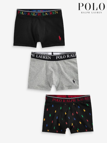 Negro/gris - Polo Ralph Lauren Boys Cotton Stretch Logo Boxers 3 Pack (C31109) | 57 €