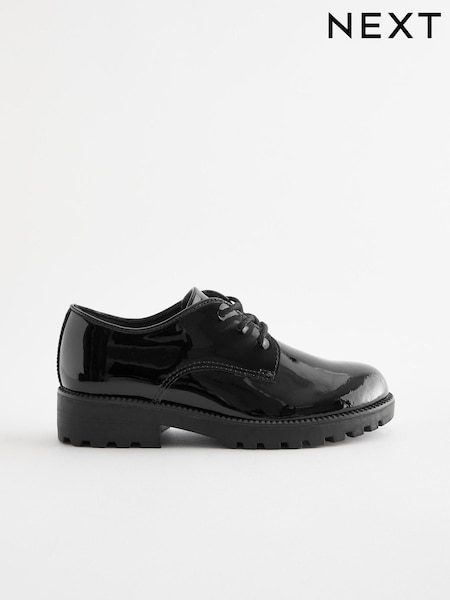 Black Patent Standard Fit (F) School Leather Lace-Up Shoes (C31206) | € 4 - € 5