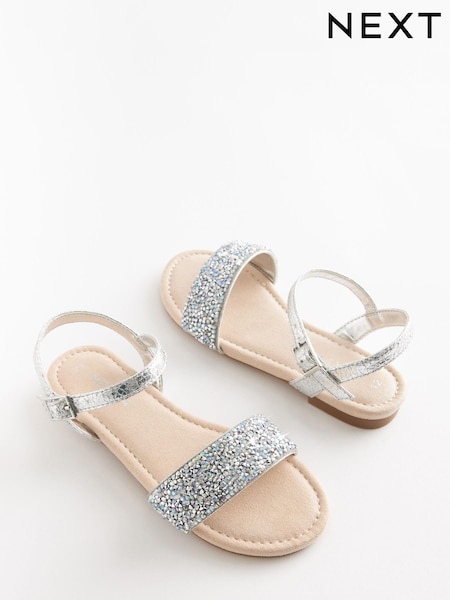 Silver Crystal Occasion Jewel Sandals (C31333) | €18 - €25