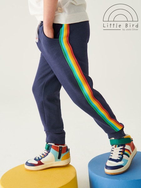 Little Bird by Jools Oliver Navy Rainbow Striped Joggers (C31442) | €12.50 - €15.50