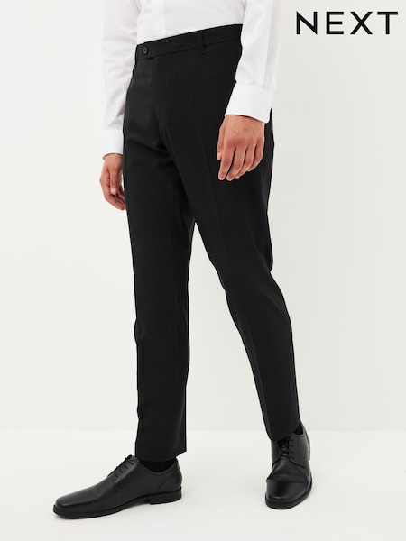 Black Slim Machine Washable Plain Front Smart Trousers (C32177) | AED87