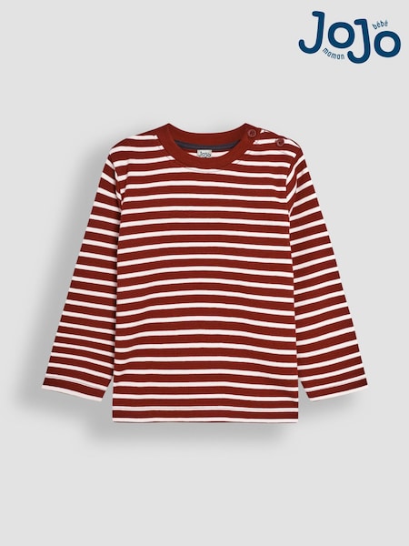 JoJo Maman Bébé Burgundy Red Breton Long Sleeved Top (C32247) | AED58