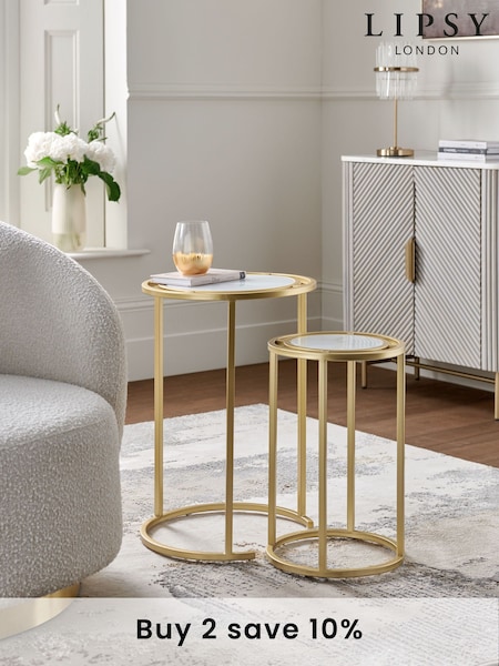Lipsy Marble and Gold Effect Frame Nest of Tables (C32313) | €271