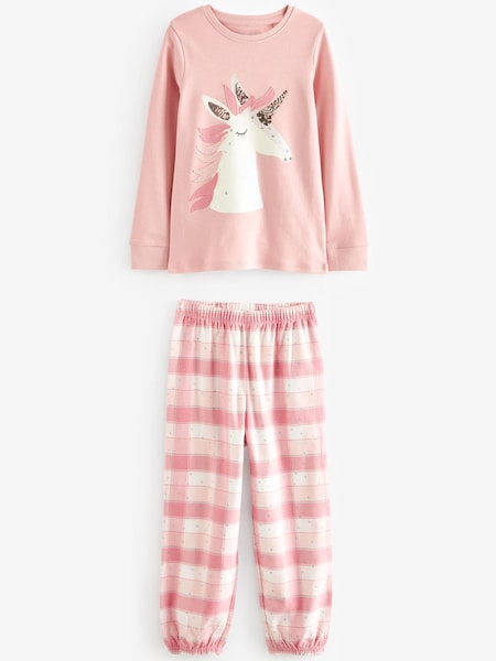 Pink Unicorn Woven Check Pyjamas (3-16yrs) (C32408) | € 16 - € 21