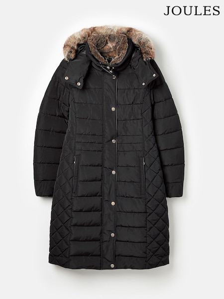 Joules Charlington Black Showerproof Longline Padded Coat (C32469) | €21.50