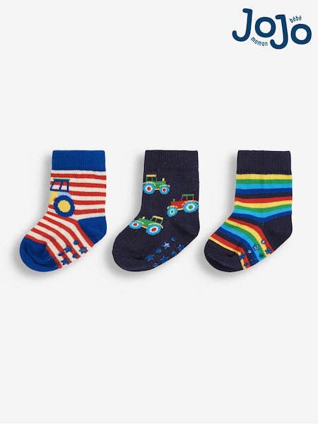 JoJo Maman Bébé Boys' 3-Pack Navy Tractor Cotton Rich Socks (C32492) | 15 €