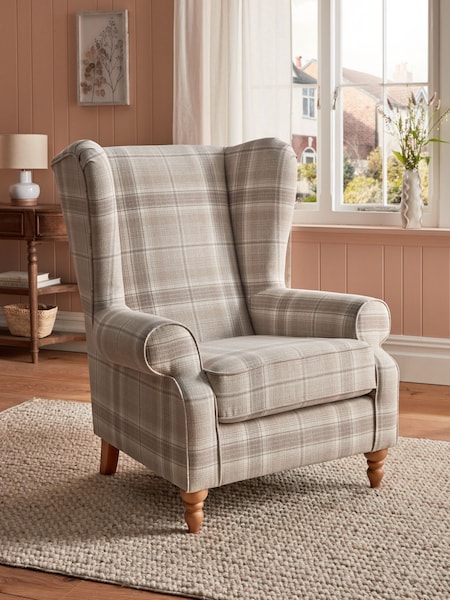 Versatile Check Nevis Light Natural Grande Sherlock Highback Armchair (C32811) | €875
