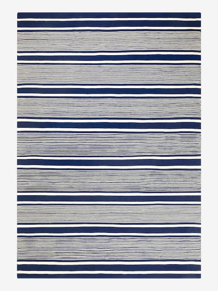 Jasper Conran London Navy Blue Stripe Wool Rug (C33104) | €79 - €171